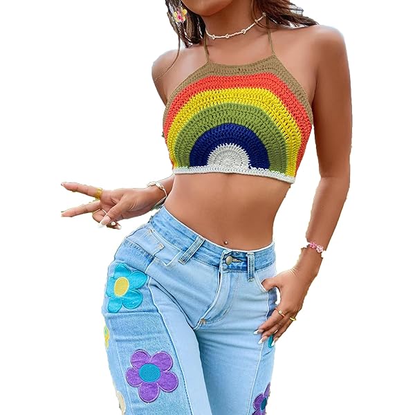 Amazon.com: SHENHE Girl's Rainbow Striped Sleeveless Ribbed